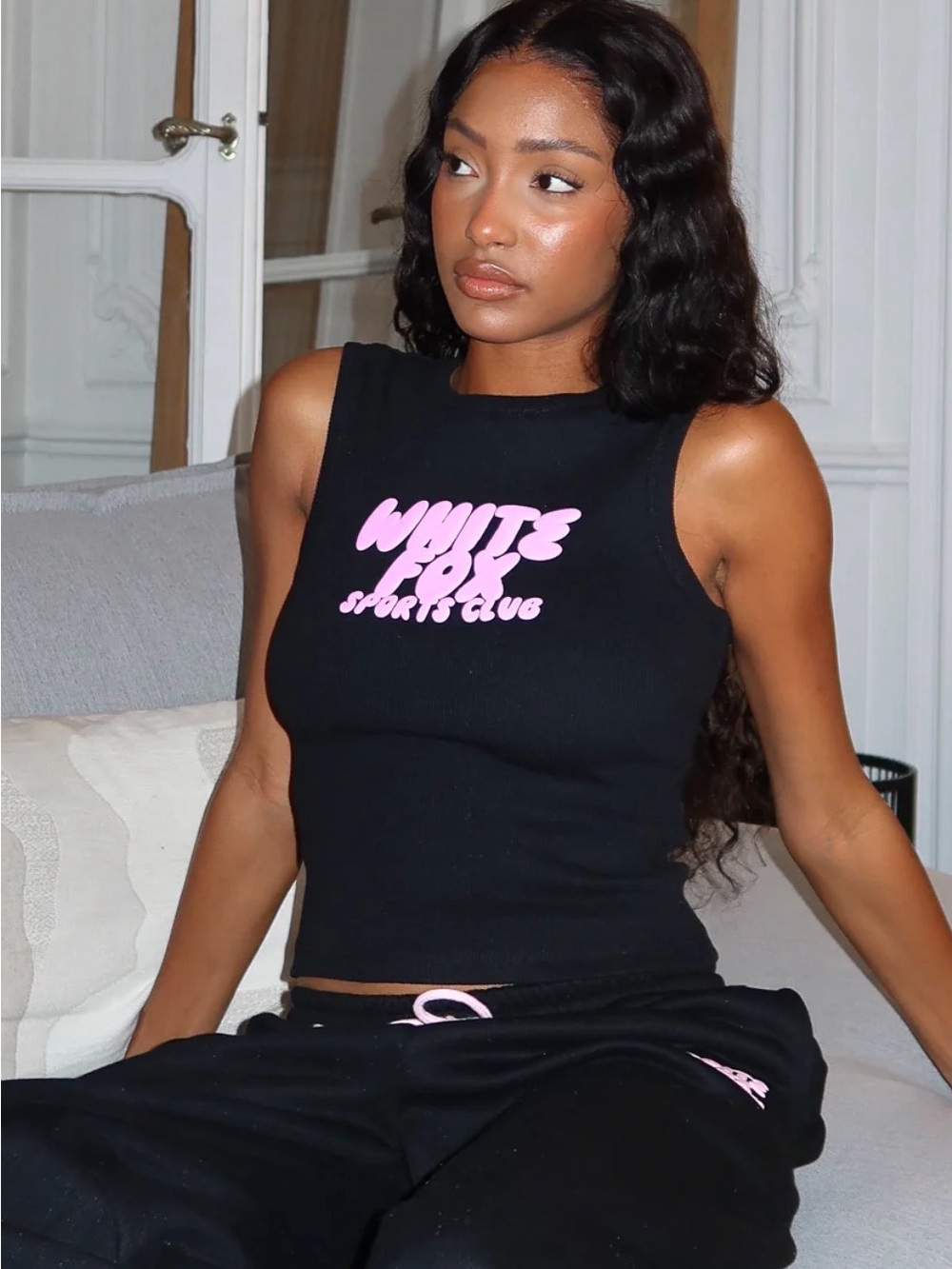 White Fox Club 14 Allie Tank Top Black Size Small